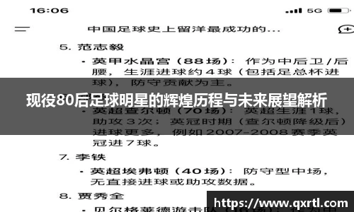 现役80后足球明星的辉煌历程与未来展望解析